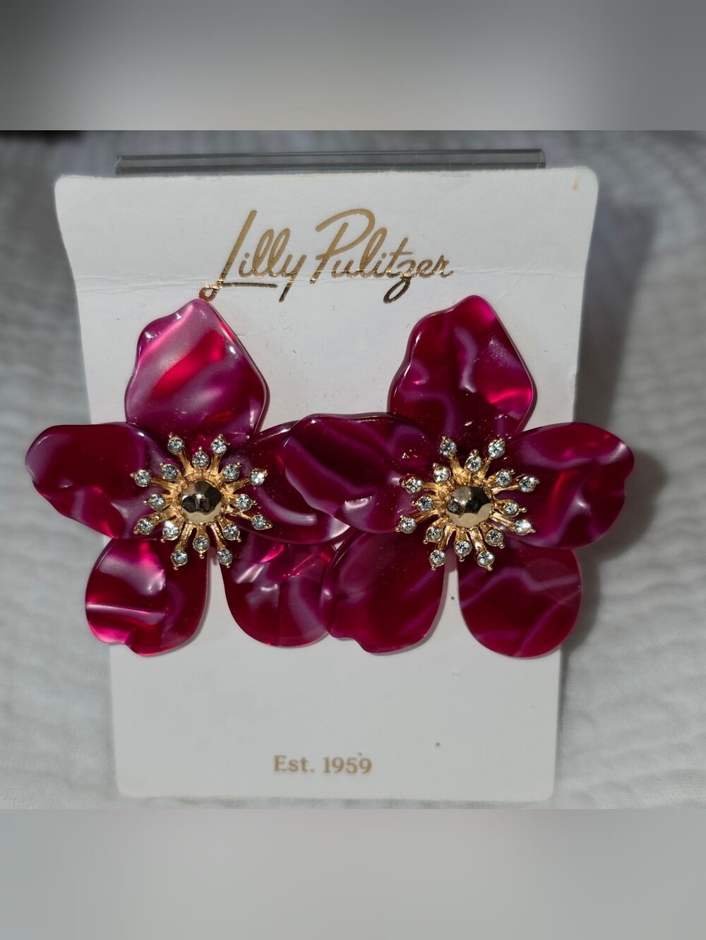 NWT Lilly Pulitzer Oversized Orchid Stud Earrings Mystique Pink